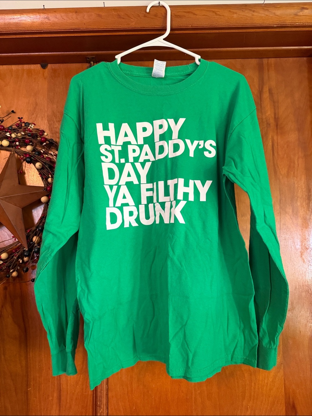 Gildan Green Long Sleeve St. Paddy's Day Tee with White Graphic
